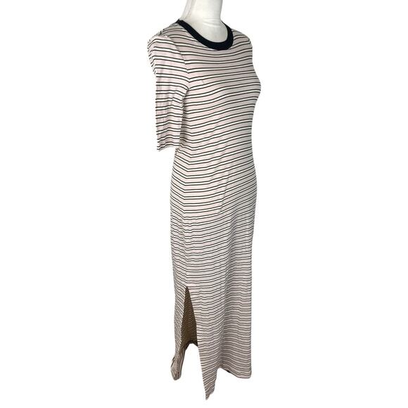 Rosetta Getty Striped Crew Neck T-Shirt Maxi Dress Side Slit Half Sleeve Size XS - Picture 4 of 6